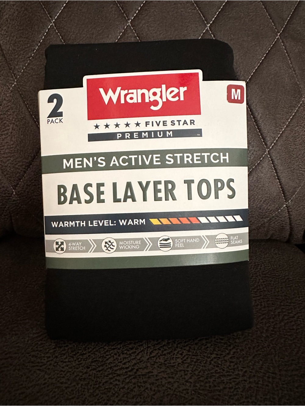 Wrangler Men's Long Sleeve Base Layer Tops- Black